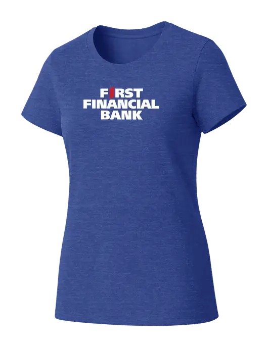 Womens Seriously Soft Royal Frost T-Shirt w/First Financial Bank Logo