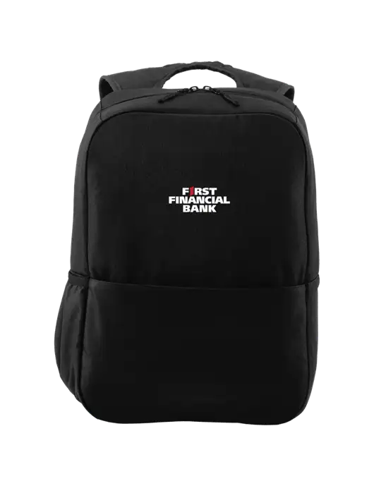 Access Square Laptop Black Backpack w/First Financial Bank Logo