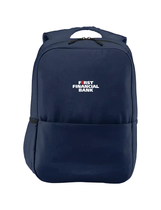 Access Square Laptop River Blue Navy Backpack w/First Financial Bank Logo