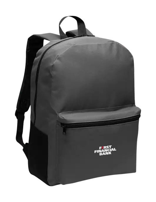 Casual Dark Charcoal Lightweight Laptop Backpack w/First Financial Bank Logo