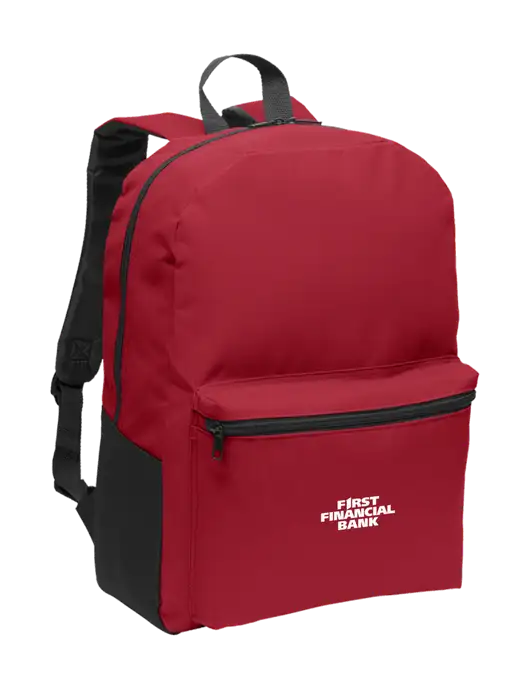 Casual Red Lightweight Laptop Backpack w/First Financial Bank Logo