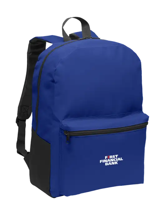 Casual Twilight Blue Lightweight Laptop Backpack w/First Financial Bank Logo