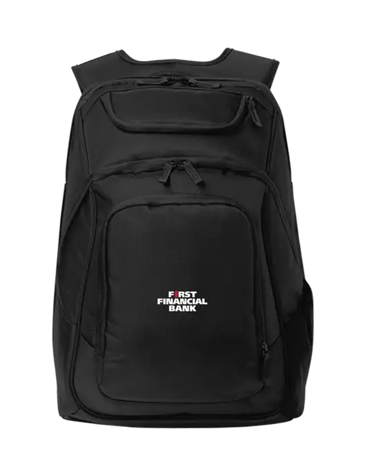 Executive Black Laptop Backpack w/First Financial Bank Logo