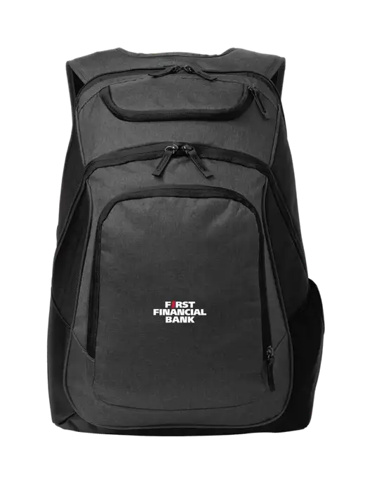 Executive Graphite Heather/Black Laptop Backpack w/First Financial Bank Logo