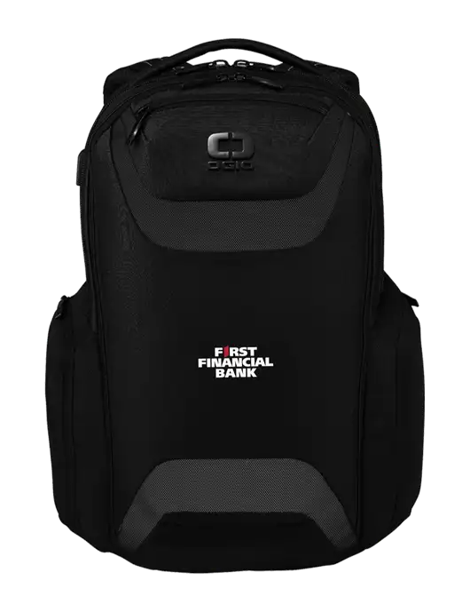 OGIO Black Charcoal Connected Pack w/First Financial Bank Logo
