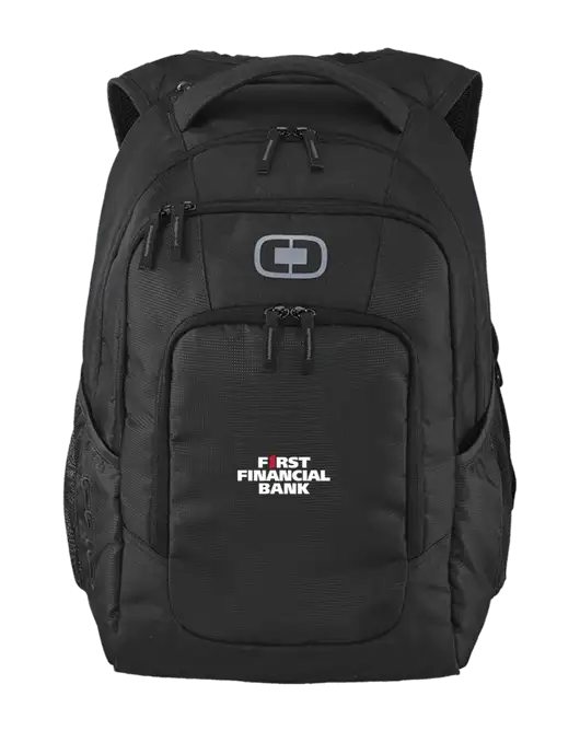 OGIO Black Logan Laptop Backpack
 w/First Financial Bank Logo