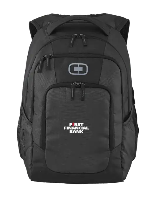 OGIO Diesel Grey Logan Laptop Backpack
 w/First Financial Bank Logo