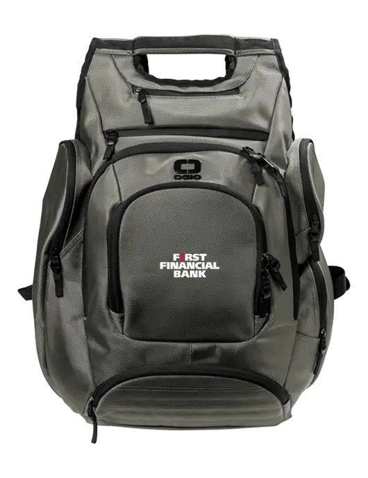 OGIO Medium Grey Metro Ballistic Laptop Backpack w/First Financial Bank Logo