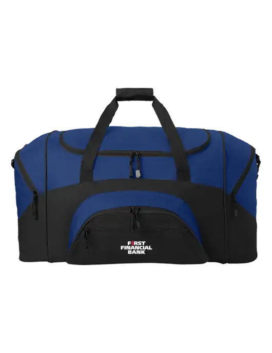 Standard Colorblock Royal/Black Sport Duffel w/First Financial Bank Logo