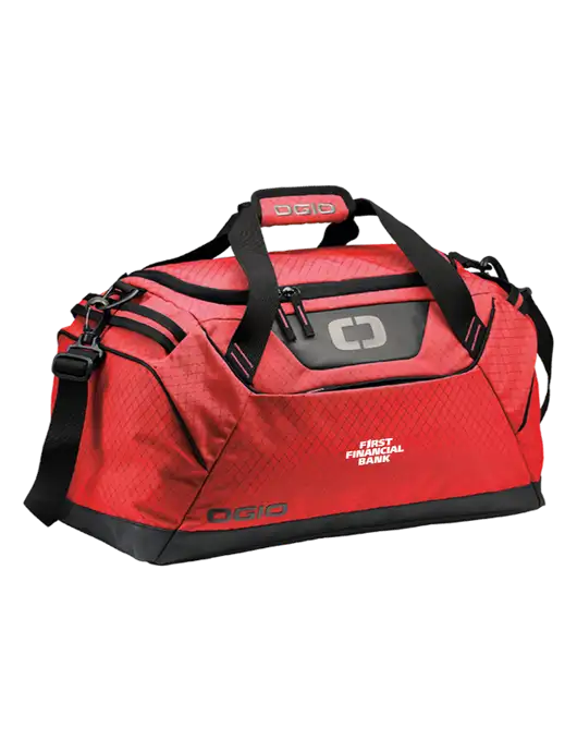 OGIO Red Catalyst Duffle
 w/First Financial Bank Logo