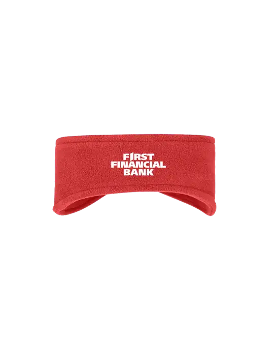 Red Stretch Fleece Headband w/First Financial Bank Logo