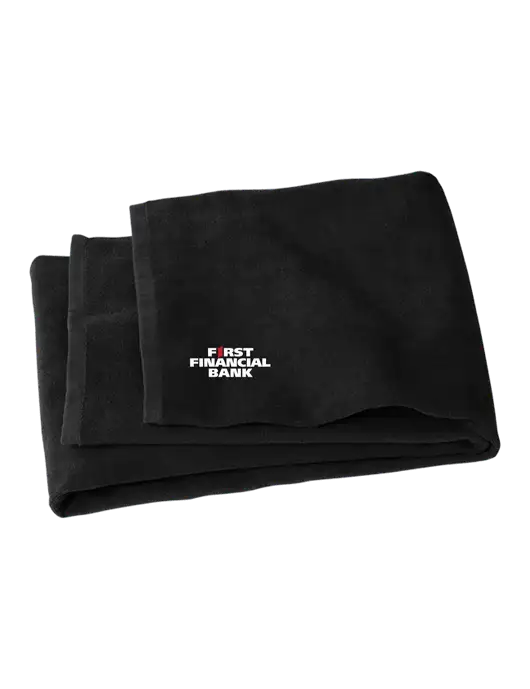 Black Beach Towel w/First Financial Bank Logo