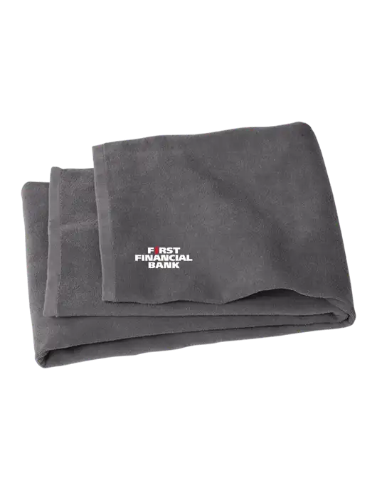 Graphite Beach Towel w/First Financial Bank Logo