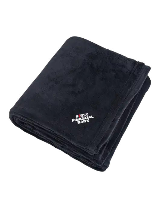 Mountain Lodge Black Blanket w/First Financial Bank Logo