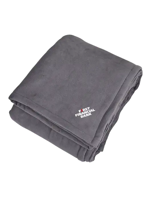 Mountain Lodge Hearth Grey Blanket  w/First Financial Bank Logo