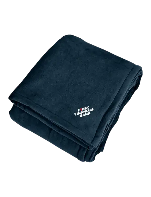 Mountain Lodge Navy Eclipse Blanket w/First Financial Bank Logo