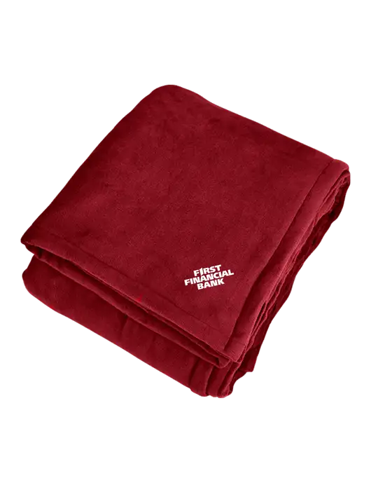 Mountain Lodge Red Rhubarb Blanket w/First Financial Bank Logo