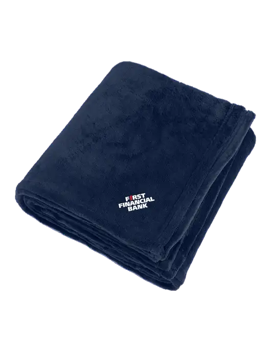 Oversized Deep Navy Ultra Plush Blanket w/First Financial Bank Logo