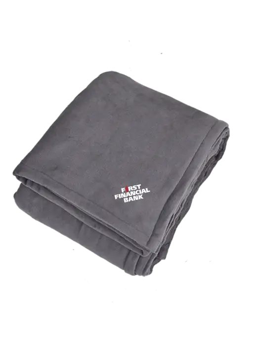 Oversized Graphite Ultra Plush Blanket Graphite w/First Financial Bank Logo