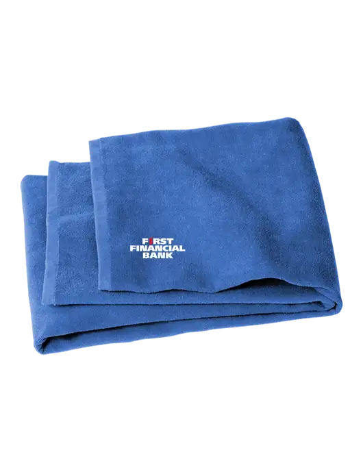 Royal Beach Towel w/First Financial Bank Logo