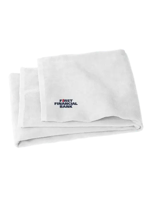White Beach Towel w/First Financial Bank Logo
