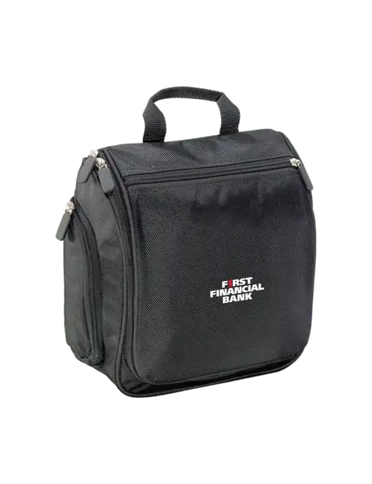 Hanging Black Toiletry Kit w/First Financial Bank Logo