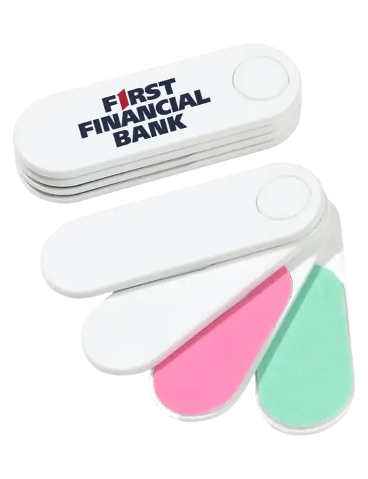 White Folding Nail Files & Buffer w/First Financial Bank Logo