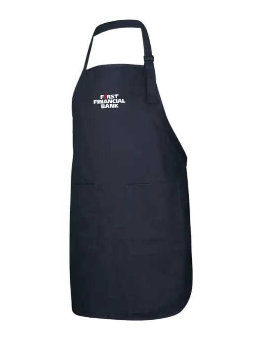 Full-Length Black Apron With Pockets w/First Financial Bank Logo