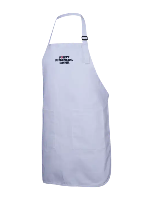 Full-Length White Apron With Pockets w/First Financial Bank Logo