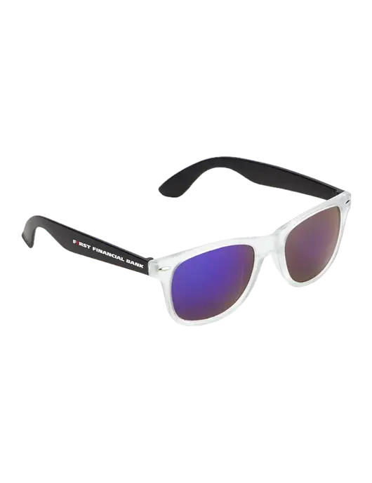 Key West Black Mirrored Sunglasses w/First Financial Bank Logo