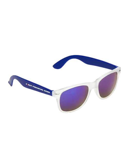 Key West Blue Mirrored Sunglasses w/First Financial Bank Logo