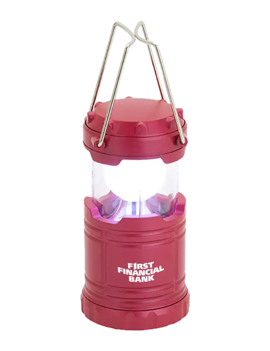 Red Mini Retro Lantern w/First Financial Bank Logo