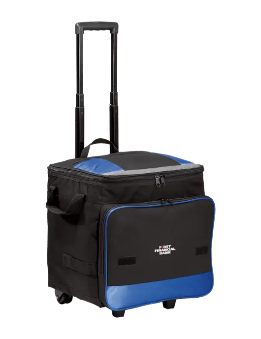 Twilight Blue Rolling Cooler w/First Financial Bank Logo