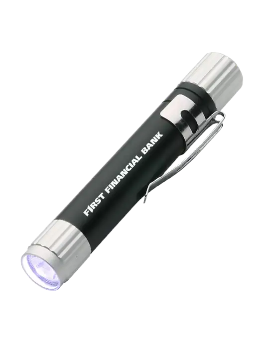 Black Aluminum LED Penlight w/First Financial Bank Logo