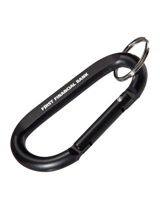 Black Carabiner & Key Ring w/First Financial Bank Logo