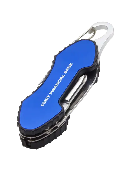 Blue 6 in 1 Tool with Carabiner w/First Financial Bank Logo