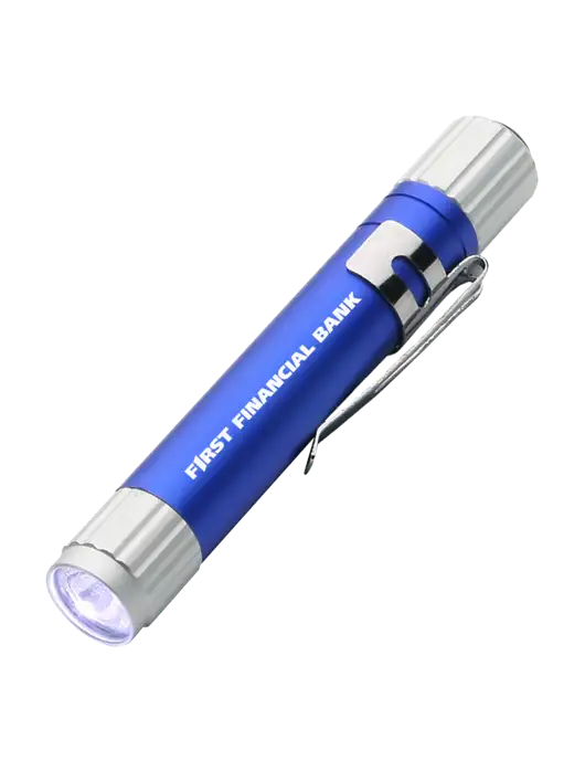 Blue Aluminum LED Penlight w/First Financial Bank Logo