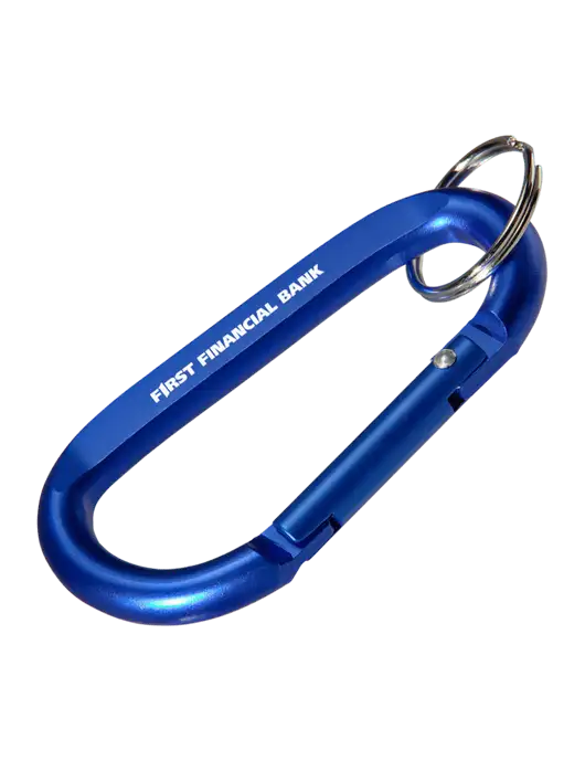 Blue Carabiner & Key Ring w/First Financial Bank Logo