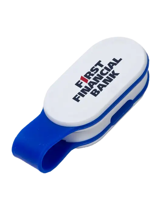 Magna Clip Blue Personal Safety Light w/First Financial Bank Logo