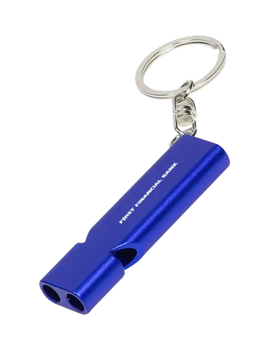 Quick Alert Blue Safety Whistle w/First Financial Bank Logo