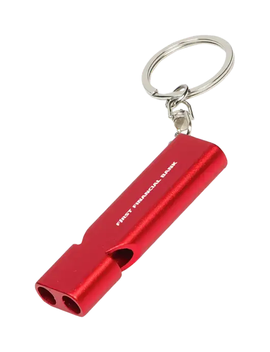 Quick Alert Red Safety Whistle w/First Financial Bank Logo