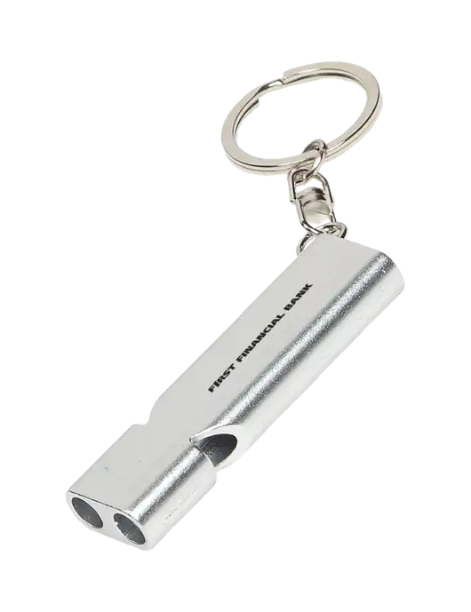 Quick Alert Silver Safety Whistle w/First Financial Bank Logo